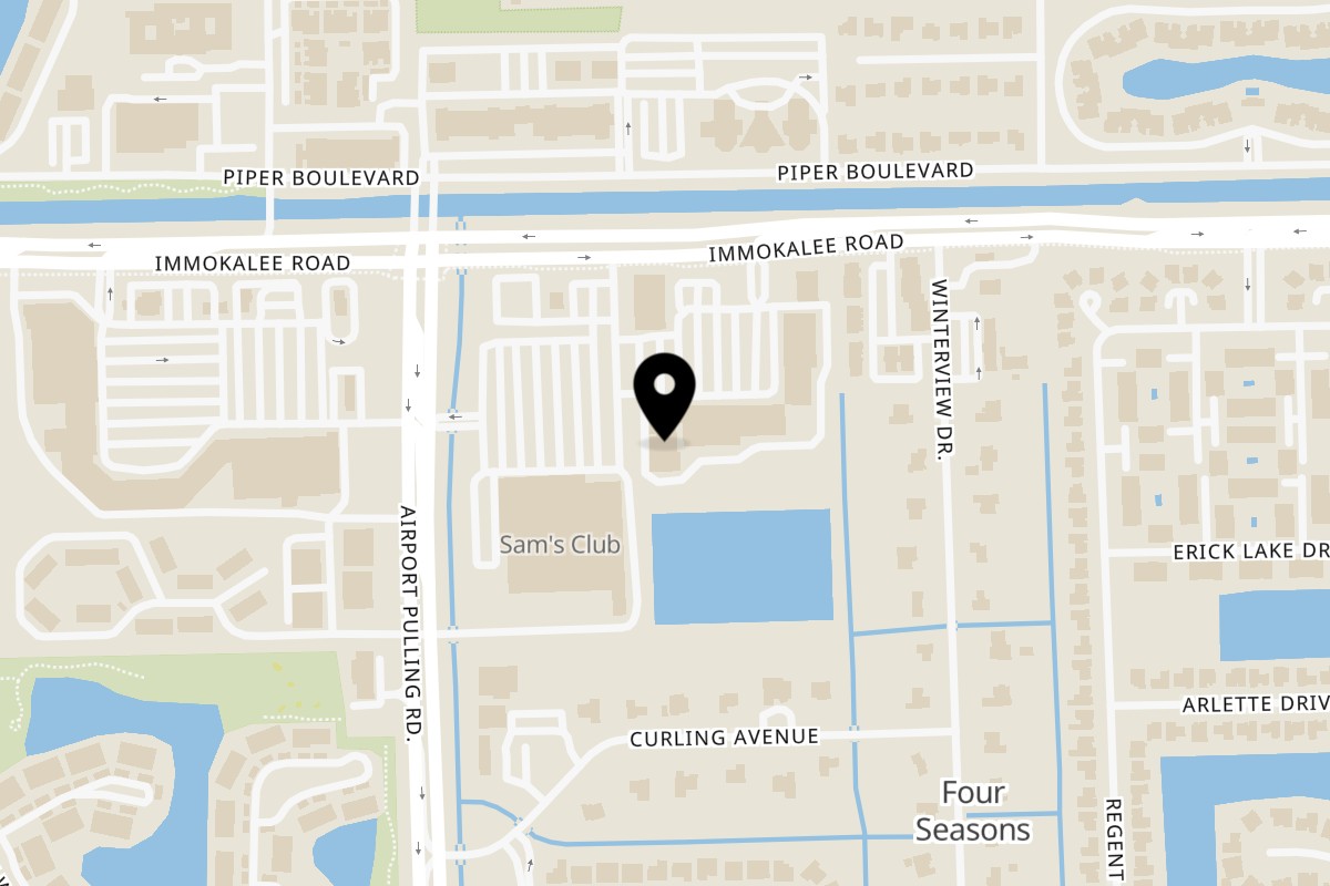 Map showing the location of Blu Jelly on 2650 Immokalee Rd in Naples